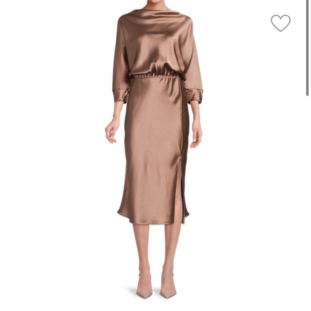 RENEE C.
Boat Neck Satin Midi Dress